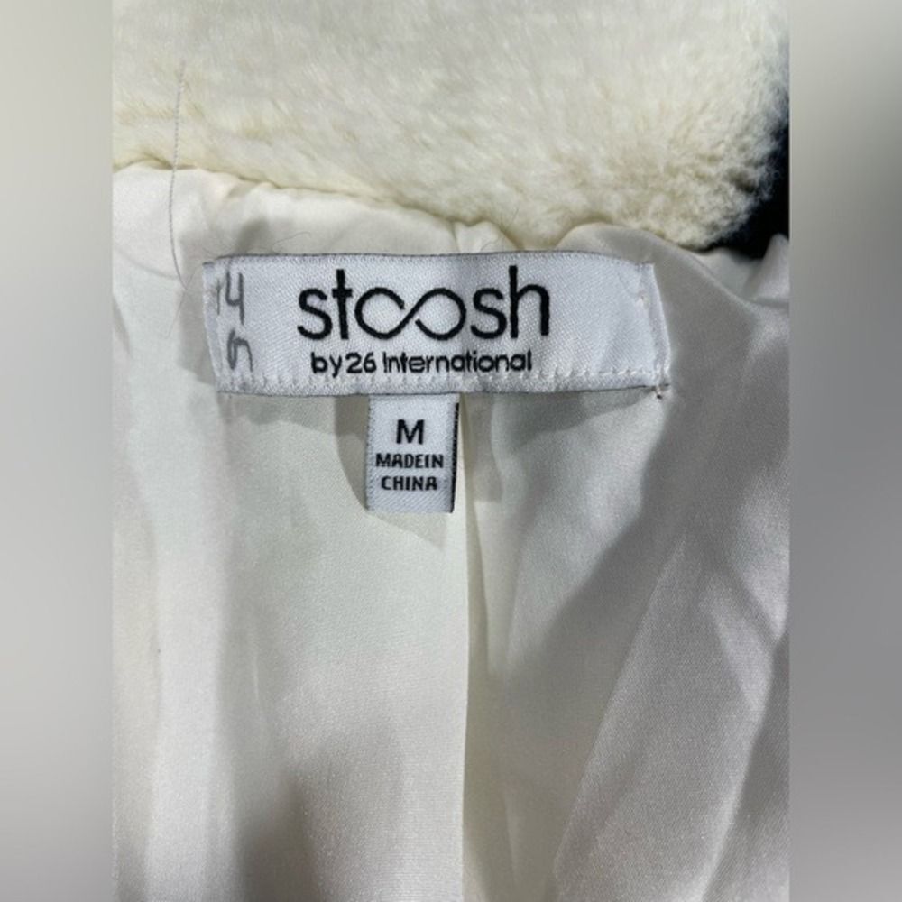 Faux Fur coat W/ M White Black Heart Print Stoosh A14314 LN - Picture 7 of 14